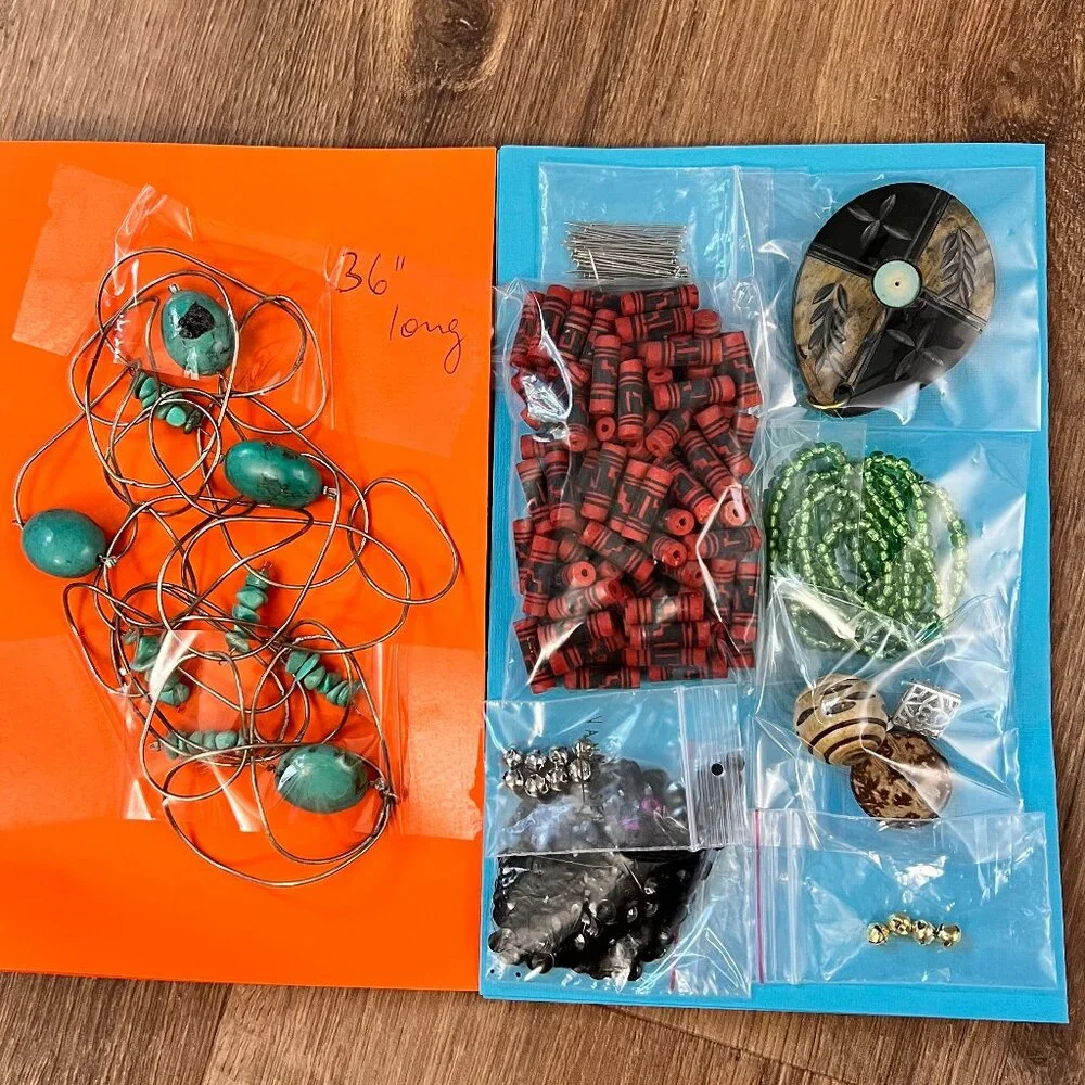 Bead Jewelry Making Craft Lot- Stone, Glass, Metal, Plastic, Turquoise Necklace